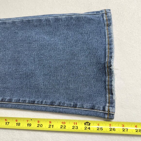 Risen Jeans Womens Distressed Stretch Button-Fly Wide Leg Blue Denim Jeans 11/30 - Picture 10 of 10